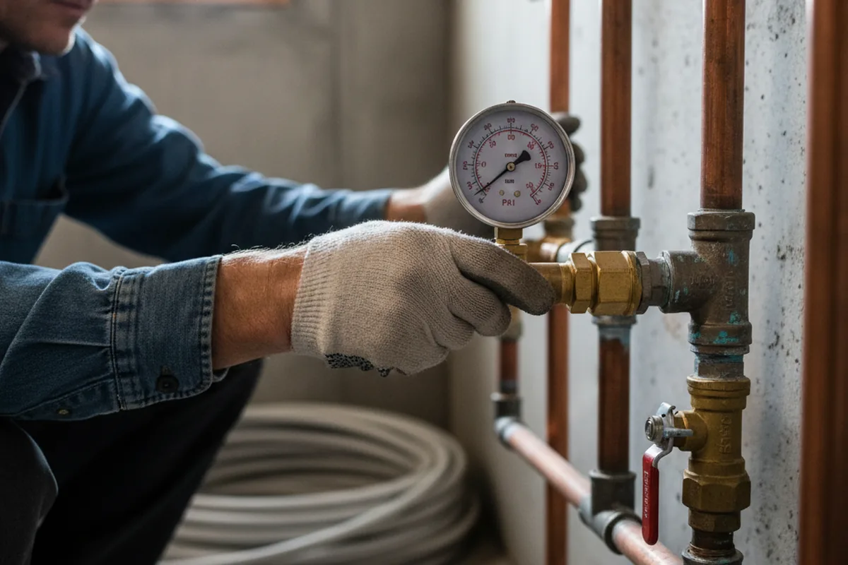 Pressure testing a repaired line during Water Line Repair in Soulsbyville